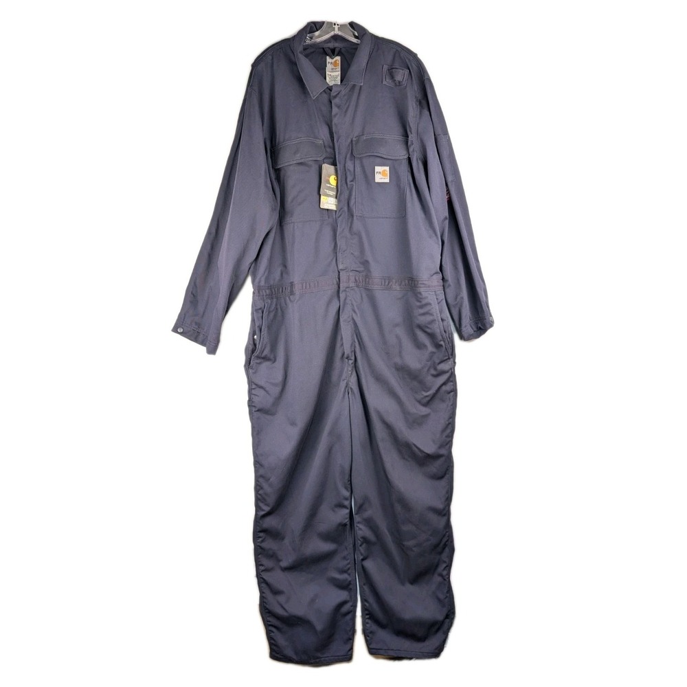 NEW Carhartt Flame Resistant Coverall Mens 52 Navy Blue Traditional Twill